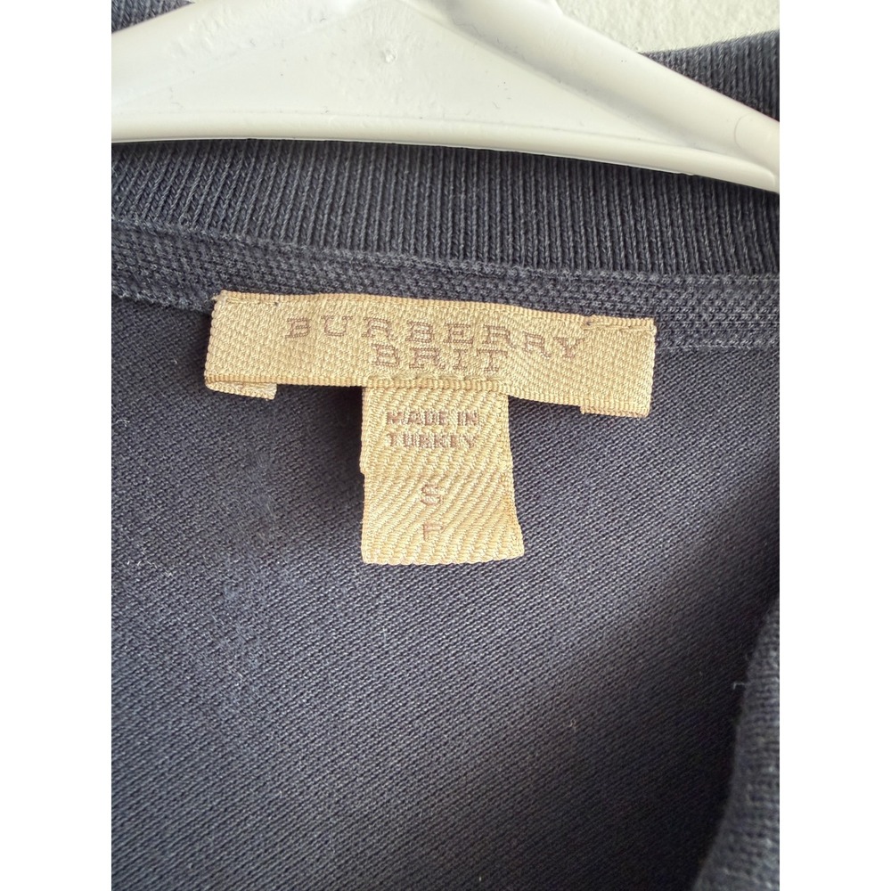 Burberry Brit Womens Navy Blue Puff Sleeve Polo Shirt Peter Pan Collar Size S - Picture 5 of 11